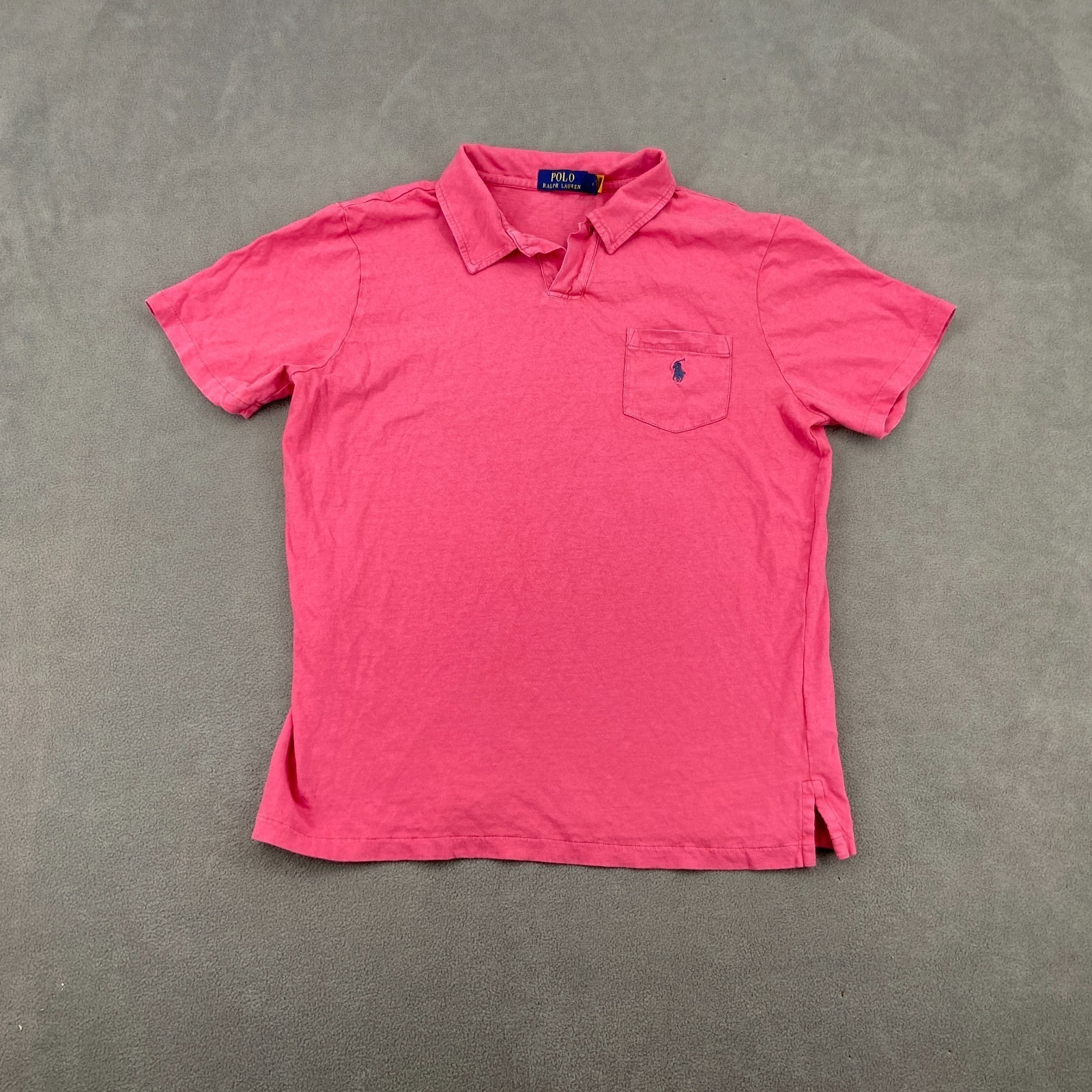 Polo Ralph Lauren Golf Shirt Sz M Pink Linen Blend Tennis Sport Chest Pocket